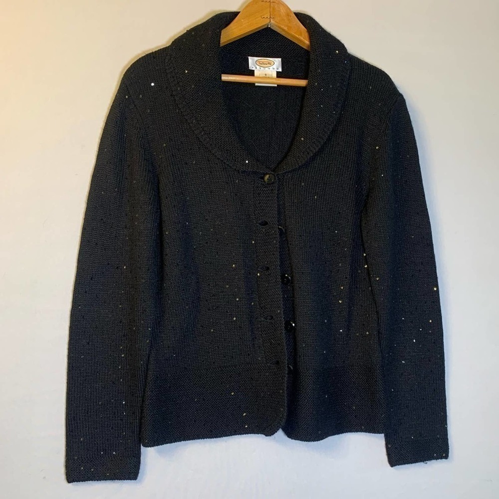 Talbots Wool blend sequined button down cardigan S